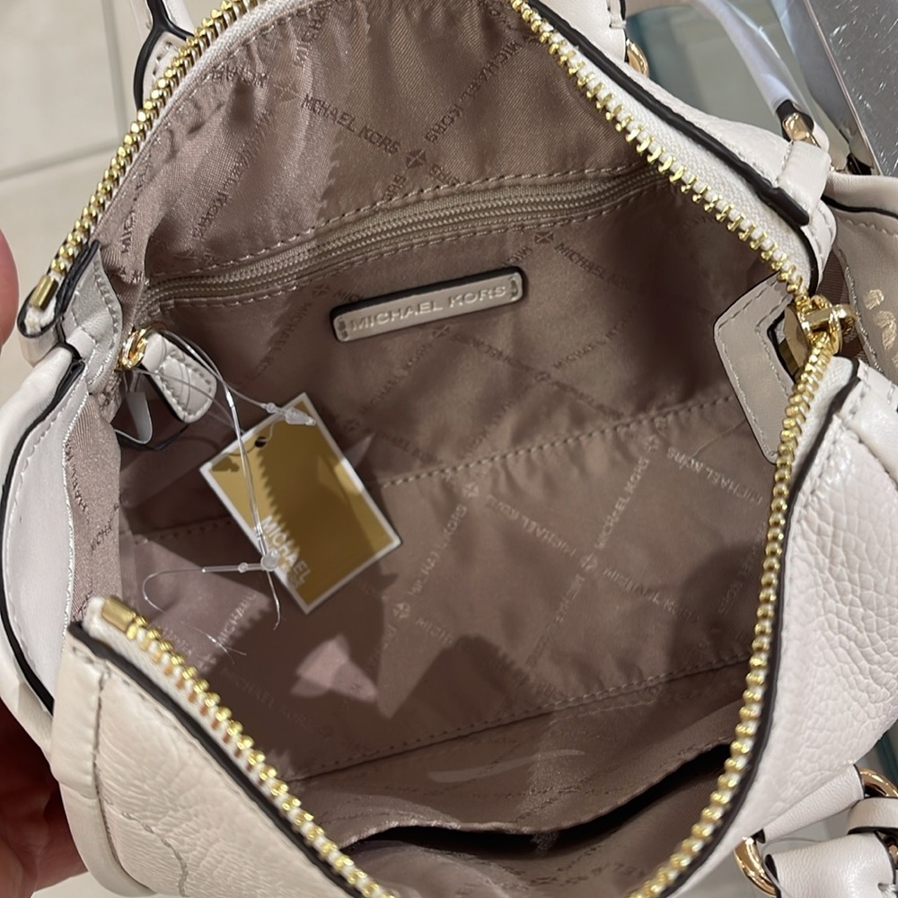 Michael Kors Carine Extra-Small Pebbled Leather Satchel Crossbody 
Lt Cream 
NWT - Picture 12 of 16